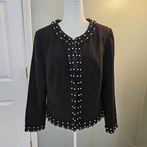Newport News Women's Size 14 Black Jacket with Pearl Accents